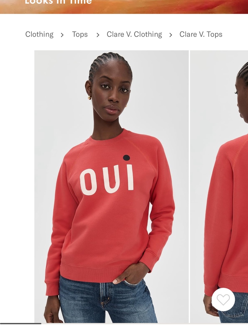 Clare V Red 'OUI' Pullover Sweatshirt size s